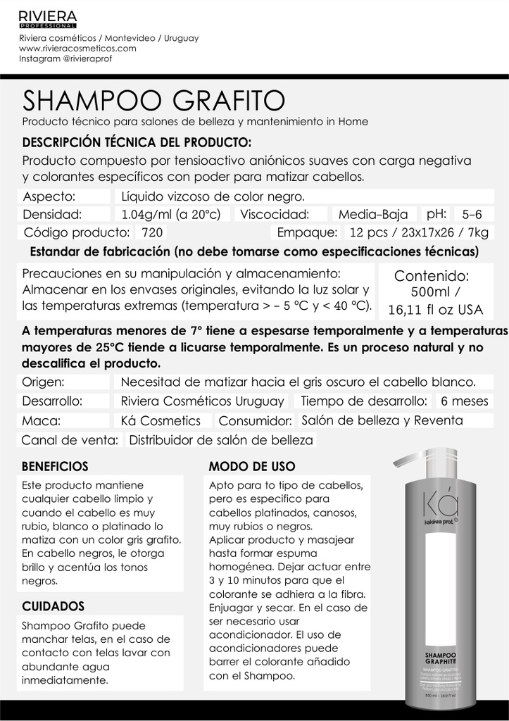 SHAMPOO GRAFITO 500 ML