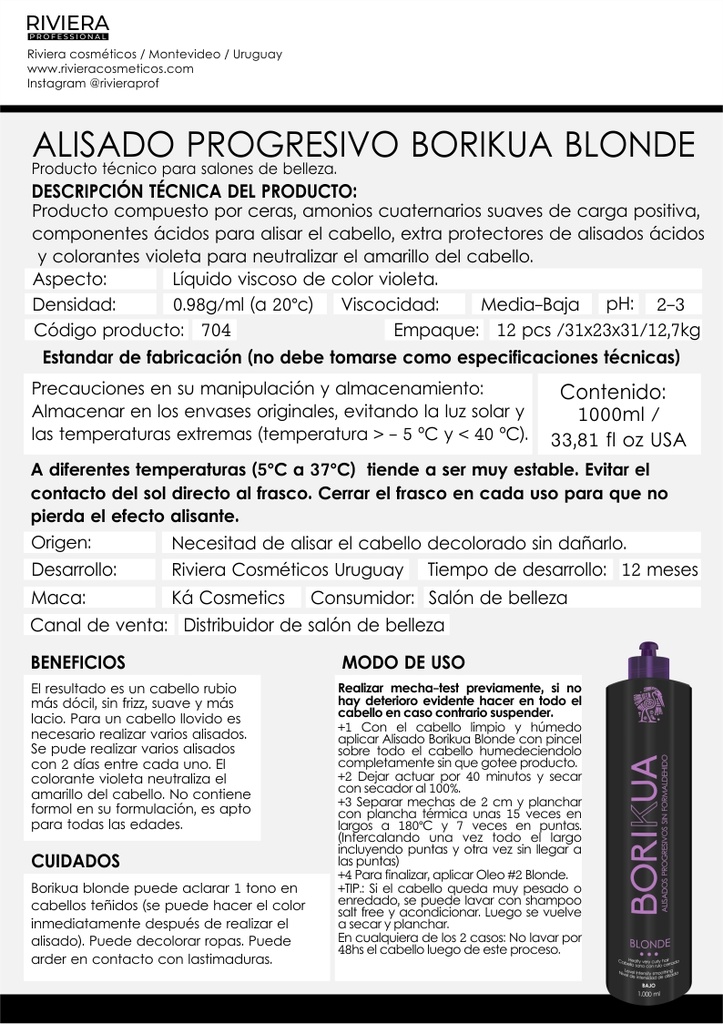 ALISADO BORIKUA BLONDE 1.000 ML