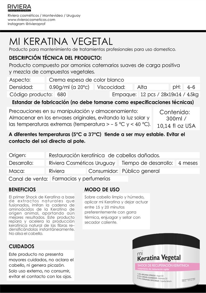 MI KERATINA VEGETAL 300 GR RIVIERA